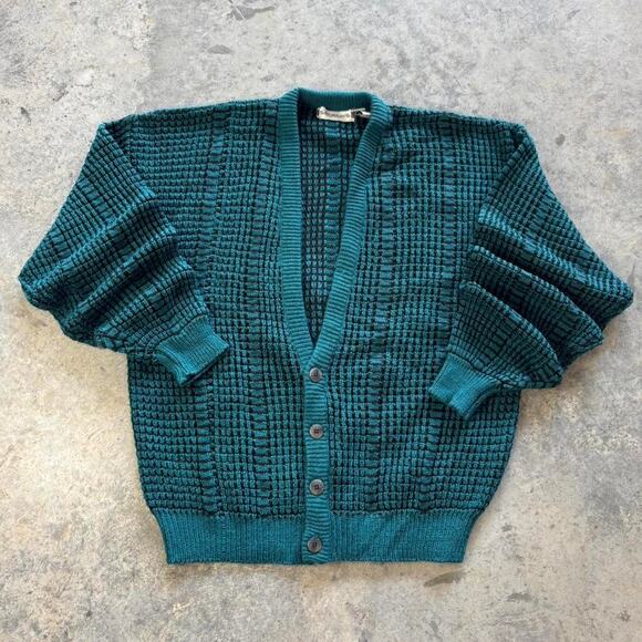 Vintage 80s Chunky Knit Cardigan Sweater - Picture 1 of 5